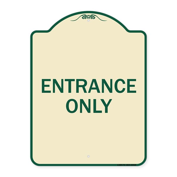 Parking Lot Entrance Only Heavy-Gauge Aluminum Architectural Sign, 24" x 18", TG-1824-23425